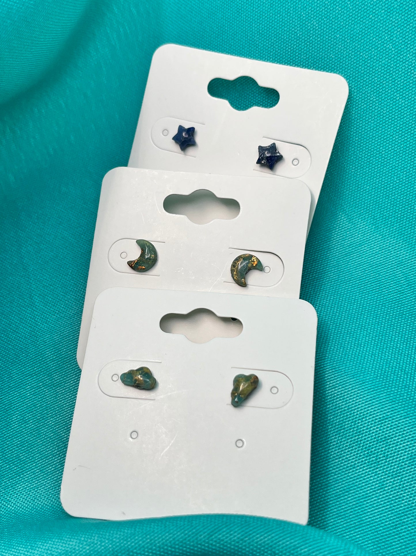 Micro Cloud, Moon and Stars Stud Trio
