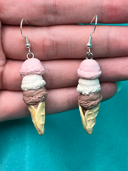 Neapolitan Ice Cream Earrings