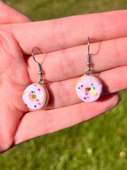 Polymer clay donut earrings cute food earrings