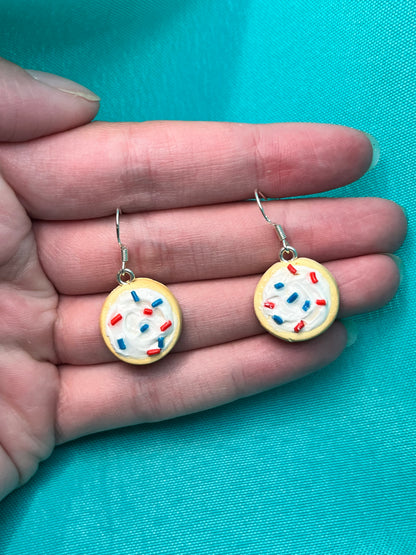 Red, White and Blue Sugar Cookie Earrings