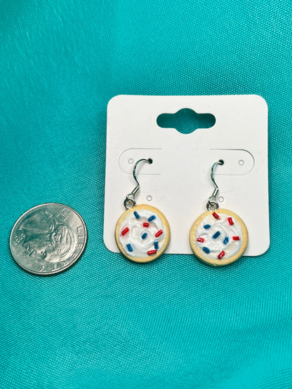 Red, White and Blue Sugar Cookie Earrings