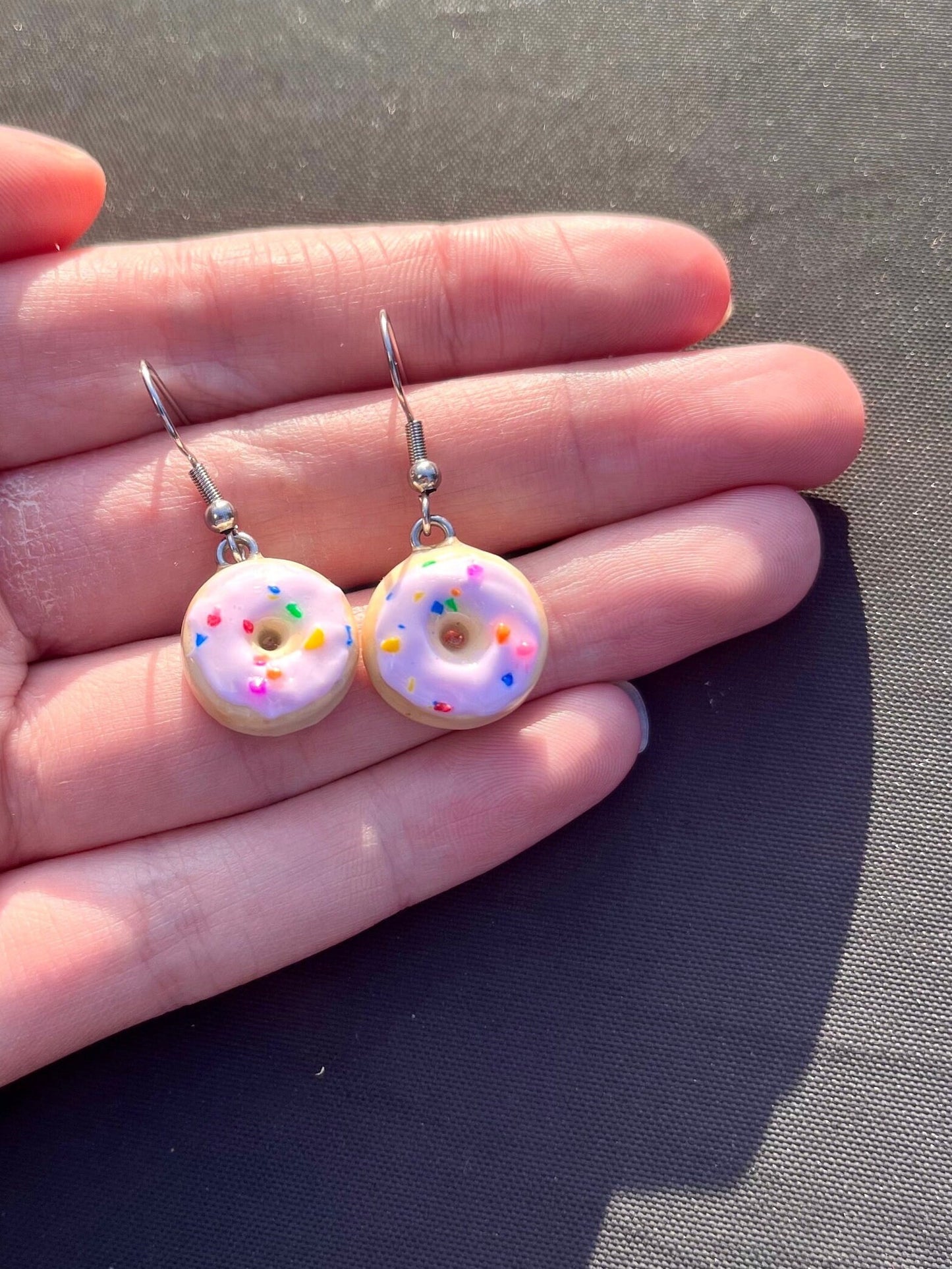 Polymer clay donut earrings cute food earrings