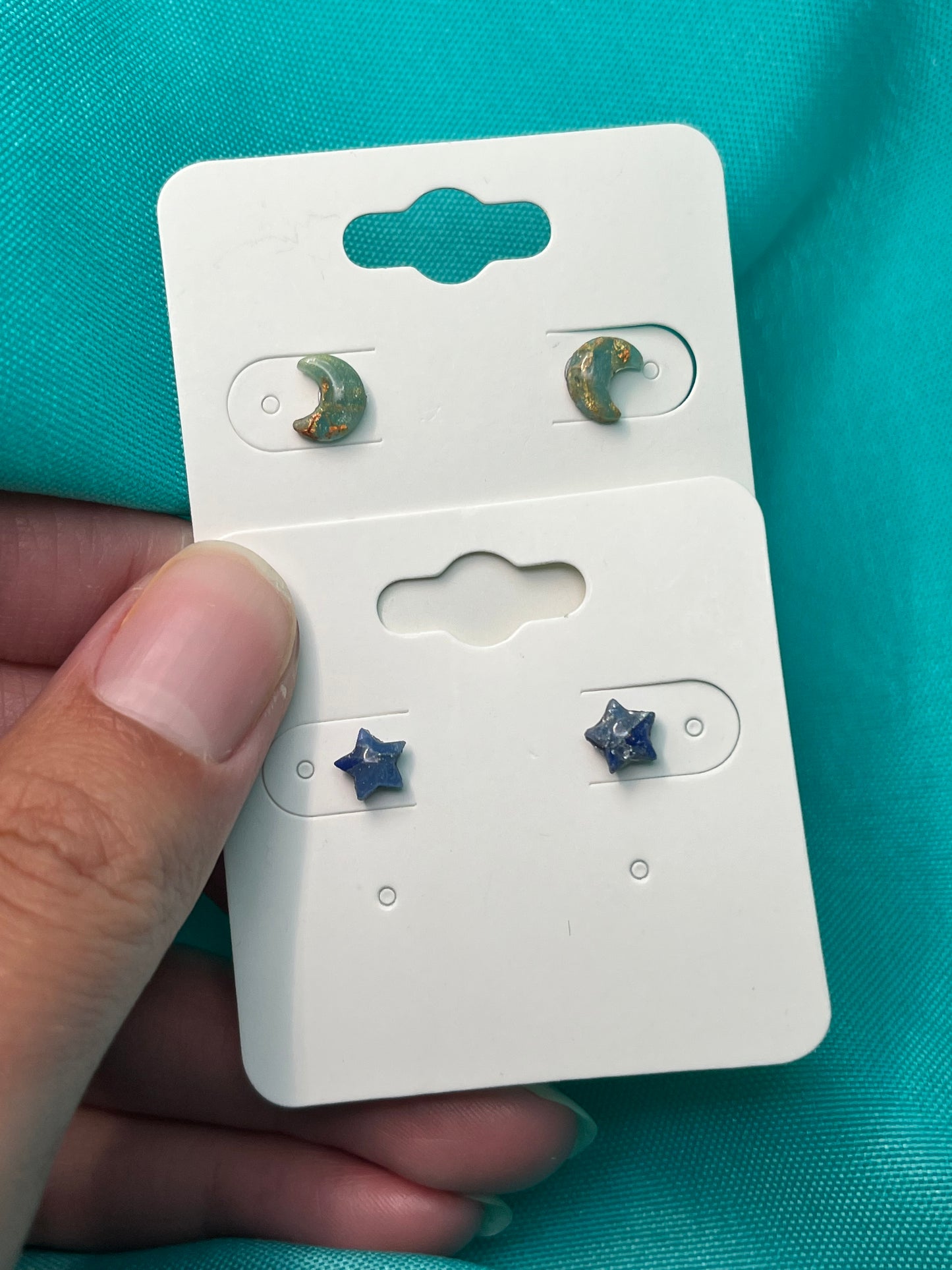 Micro Cloud, Moon and Stars Stud Trio