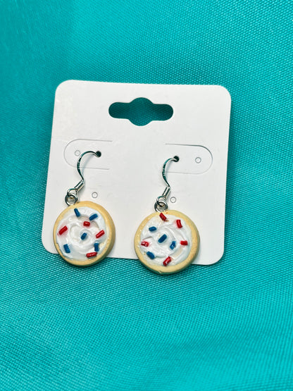 Red, White and Blue Sugar Cookie Earrings
