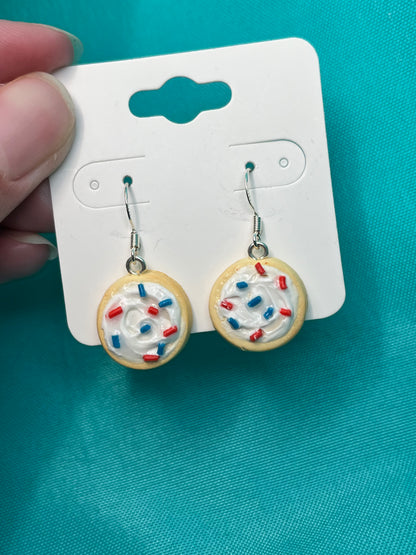 Red, White and Blue Sugar Cookie Earrings
