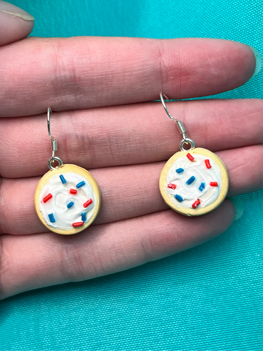 Red, White and Blue Sugar Cookie Earrings