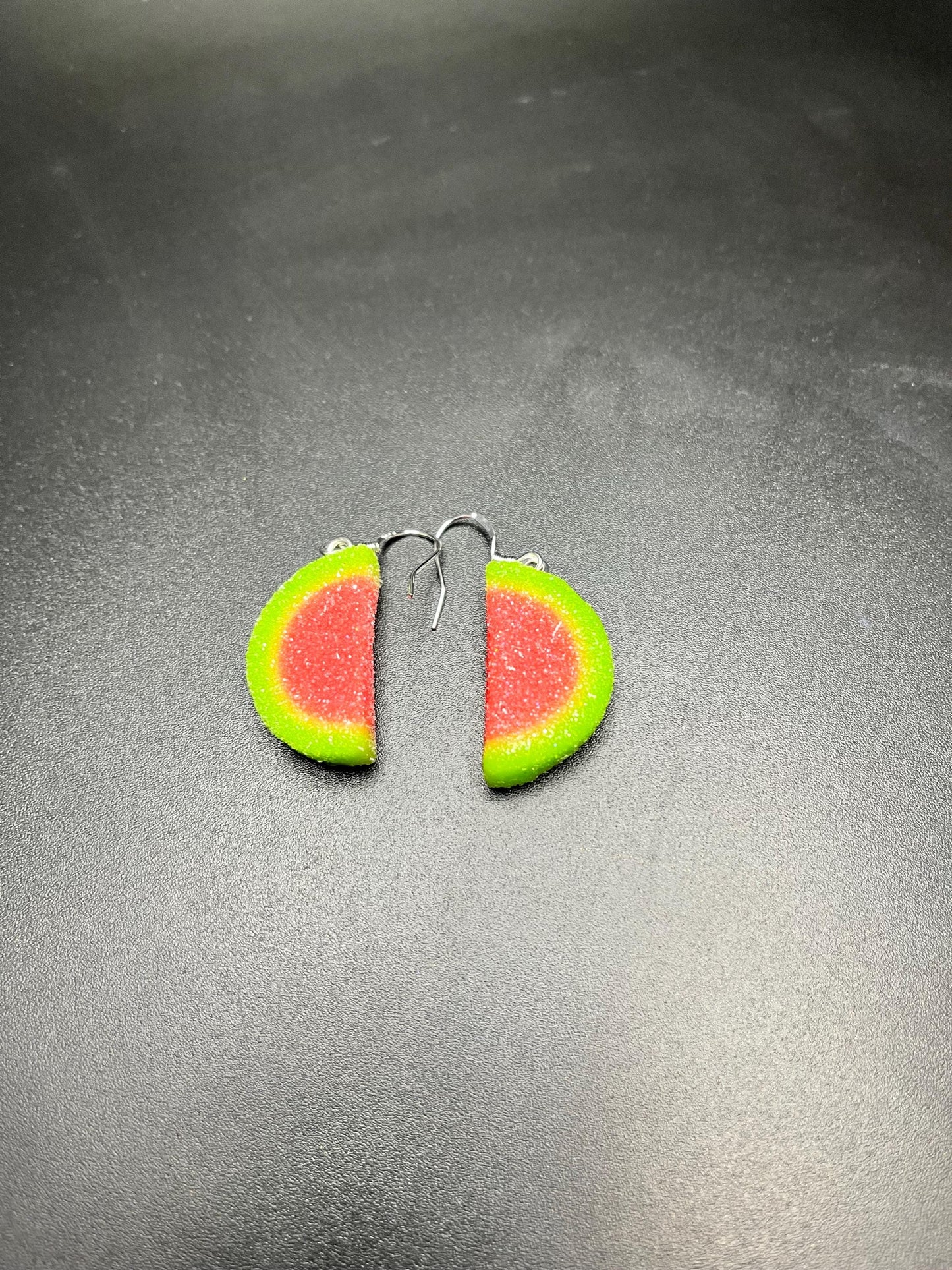 Watermelon Gummy Earrings, Handmade Earrings with Sterling Silver Hooks