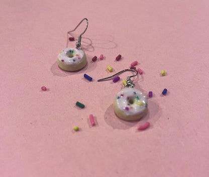 Polymer clay donut earrings cute food earrings